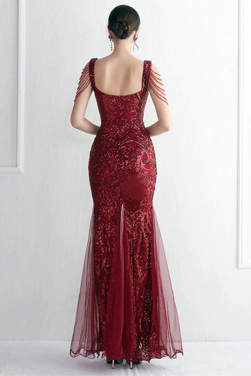 Cekinowa Ciemnoczerwona Syrenka Sukienki Na Studniówke